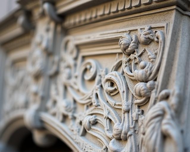 Detail of stonework on a Queens landmark building