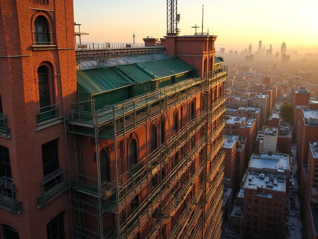 Aerial view of a New York historical site under preservation assessment