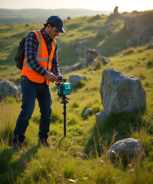 Archaeological site survey in progress with high-tech sensors