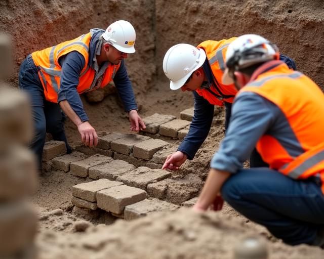 Archaeological dig site in lower Manhattan
